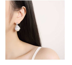 Women's Pearl Dangle Drop Earrings Studded With Rhinestone