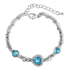 Women's Heart Crystal And Zirconia Bracelet With Lobster Clasp