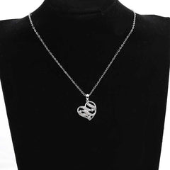 Women's Silver Plated Heart Shaped Pendant With Lobster Claw Closure
