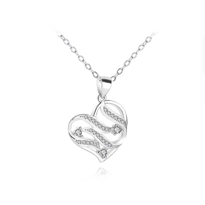 Women's Silver Plated Heart Shaped Pendant With Lobster Claw Closure