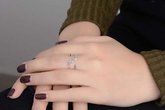 Women's Silver Plated Cross Open Ring With Cubic Zirconia