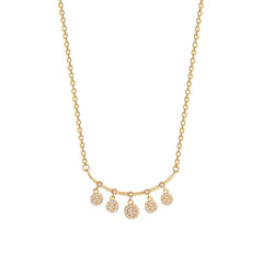 Women's Cubic Zirconia Curved Bar Necklace With Circle Drops