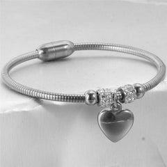 Women's Silver Plated Heart Drop Bracelet With Crystal Stones