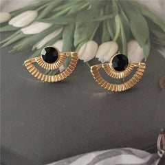 Women's Bohemian Pushback Metal Stud Earrings With Stone