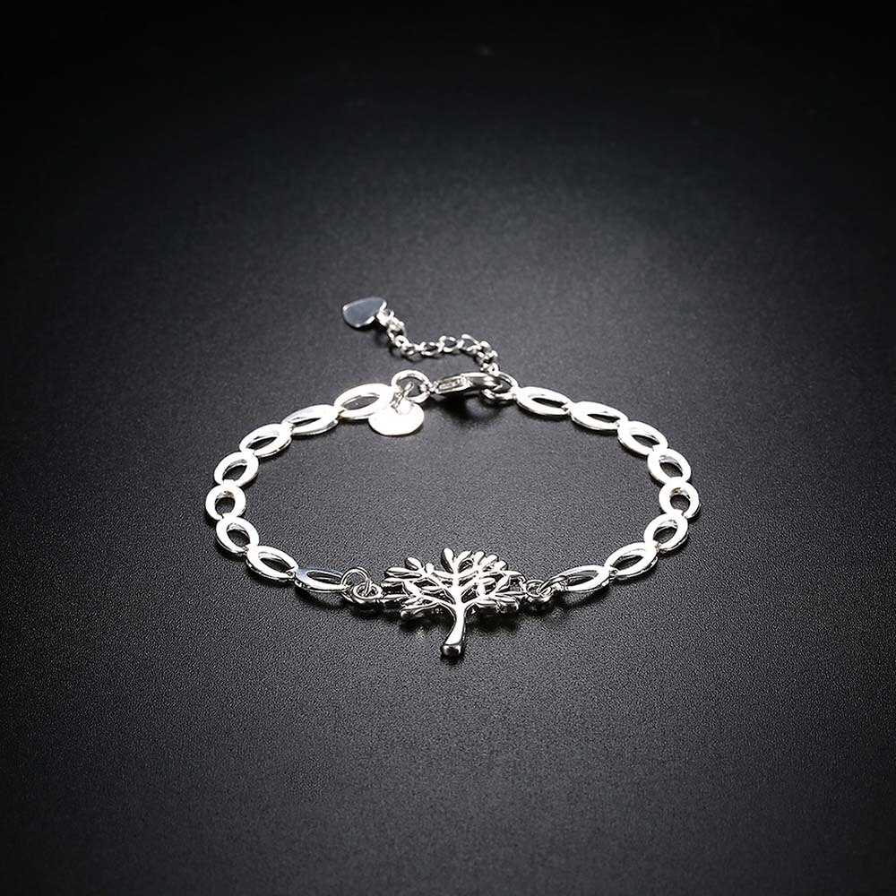 Women's Tree Of Life Chain Bracelet Heart Drop Lobster Clasp