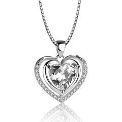 Women's Silver Plated Heart Pendant With 18 Inch Chain