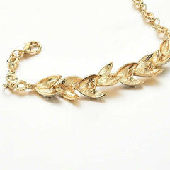 Women's Braided Leaf Chain Bracelet Embossed Cubic Zirconia