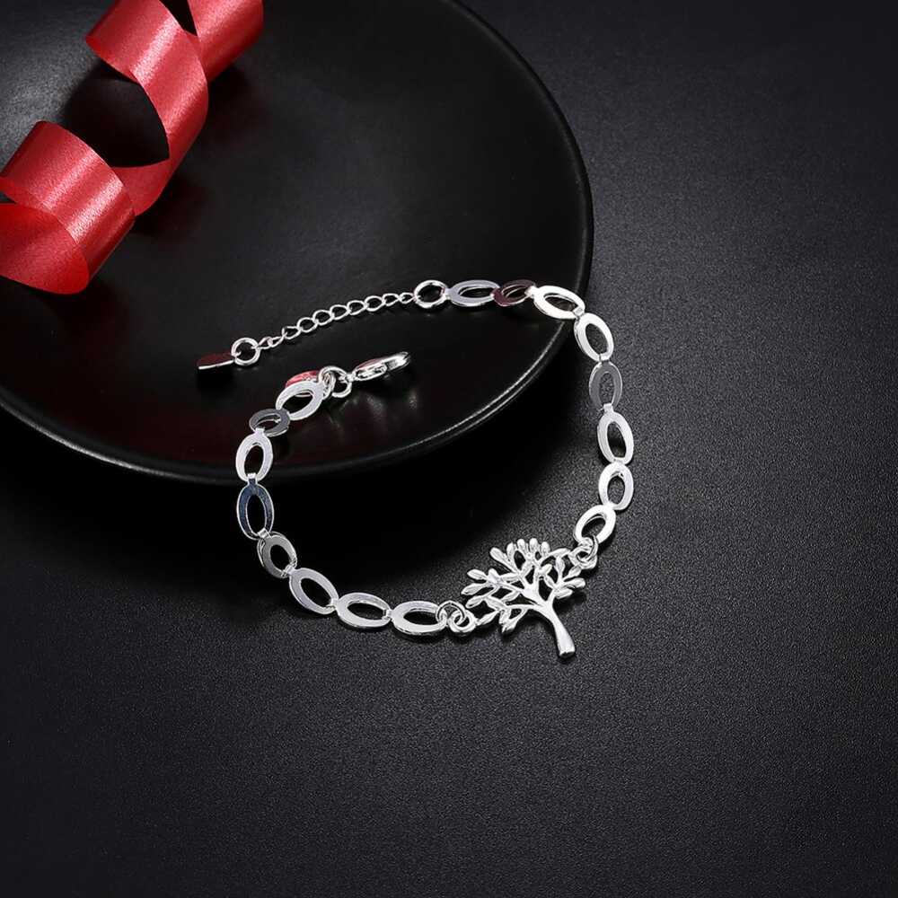 Women's Tree Of Life Chain Bracelet Heart Drop Lobster Clasp