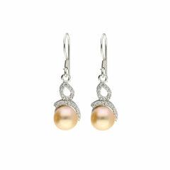 Silver Plated Earring With Pink Freshwater Pearl And Zirconia
