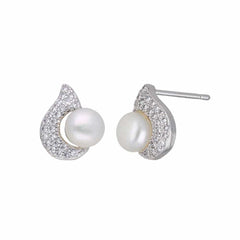 Women's Freshwater Pearl Stud Earring With Zirconia