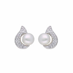 Women's Freshwater Pearl Stud Earring With Zirconia