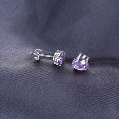 Women's Silver Plated Oval Gemstone Stud Earrings