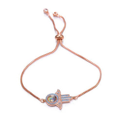 Women's Hamsa Hand Charm Bracelet With Cubic Zirconia