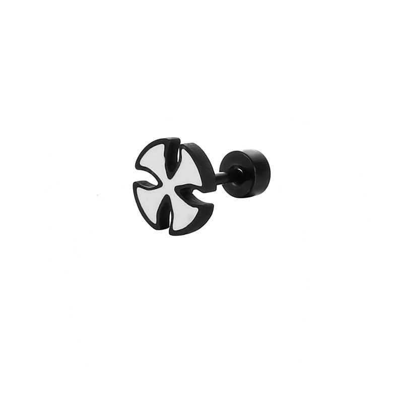 Men's Stainless Steel Cross Stud Earrings Modern Pierced Design