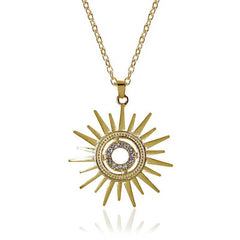 Women's Gold Plated Sun Ray Pendant Necklace With Chain
