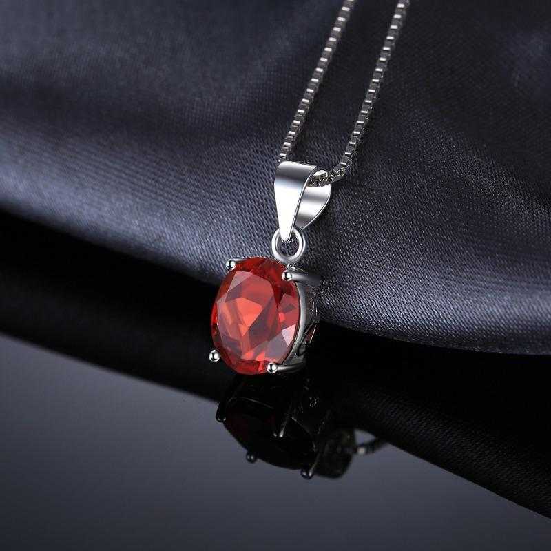 Women's Silver Plated Gemstone Oval Shaped Pendant Necklace