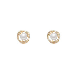 Women's Geometric Pearl Earrings Studded With Stones