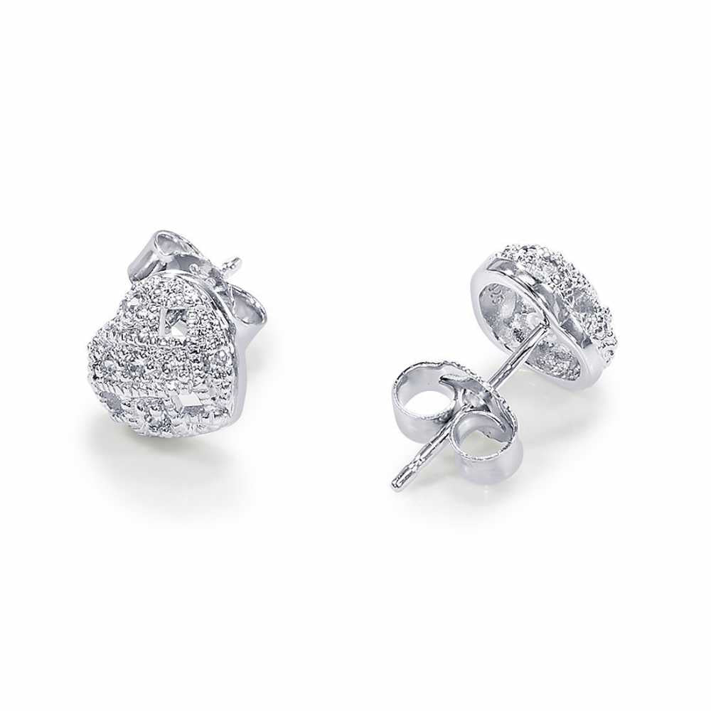 Women's Silver Plated Heart Stud Earring With Zirconia