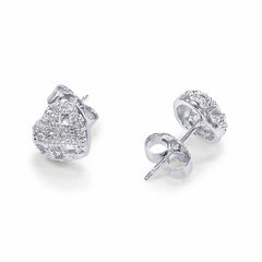 Women's Silver Plated Heart Stud Earring With Zirconia