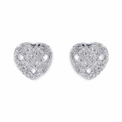 Women's Silver Plated Heart Stud Earring With Zirconia
