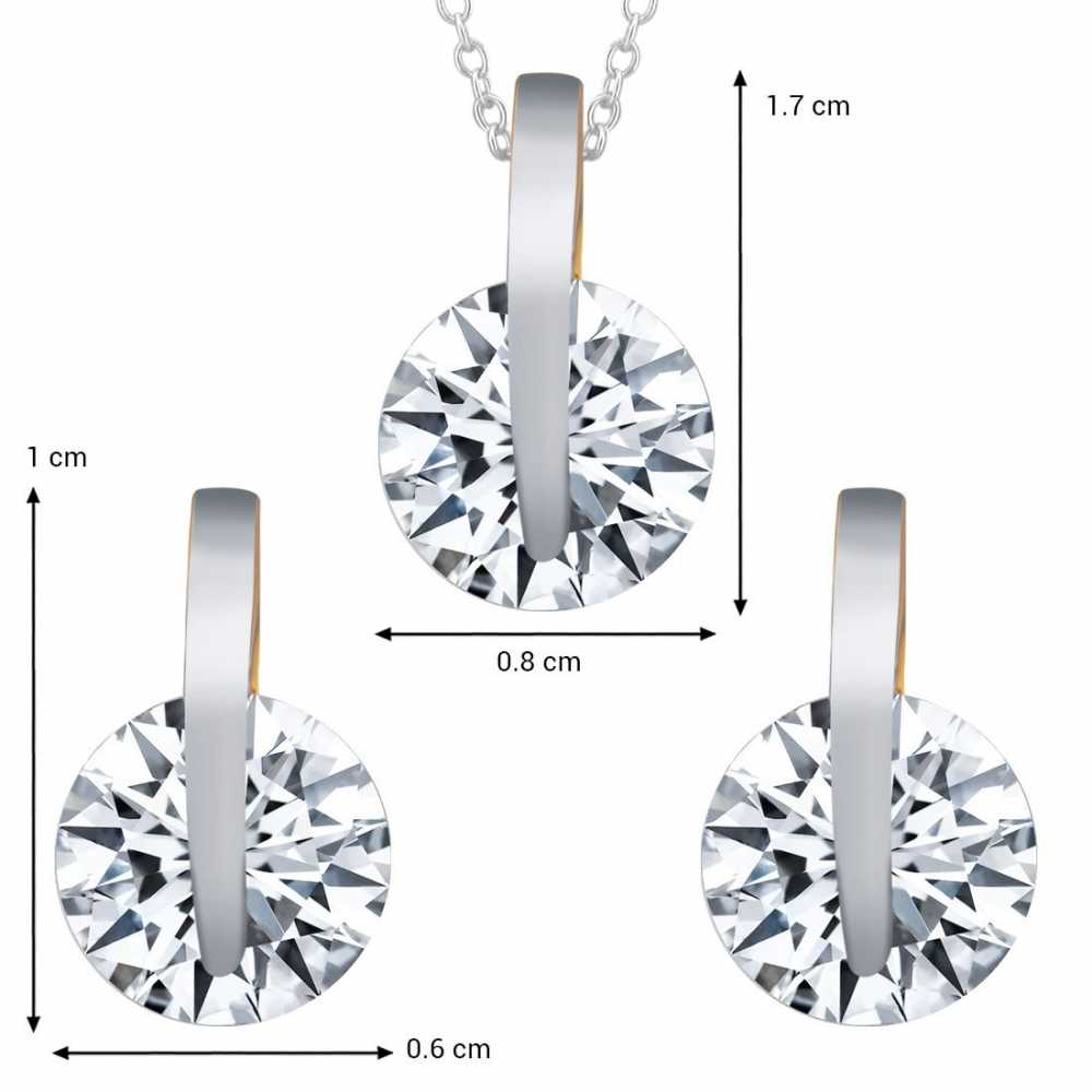 Women's Rhodium Coated Necklace Set With Earring