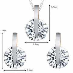 Women's Rhodium Coated Necklace Set With Earring