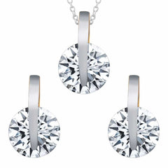 Women's Rhodium Coated Necklace Set With Earring