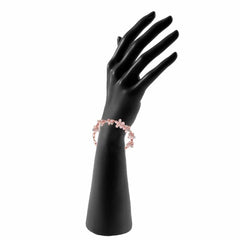 Women's Rose Gold Floral Charm Bracelet With Lobster Claw Closure