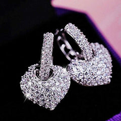 Women's Silver Plated Two Way Hoop Earring In Heart Shape