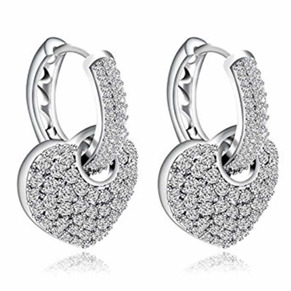 Women's Silver Plated Two Way Hoop Earring In Heart Shape