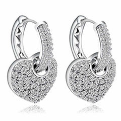 Women's Silver Plated Two Way Hoop Earring In Heart Shape