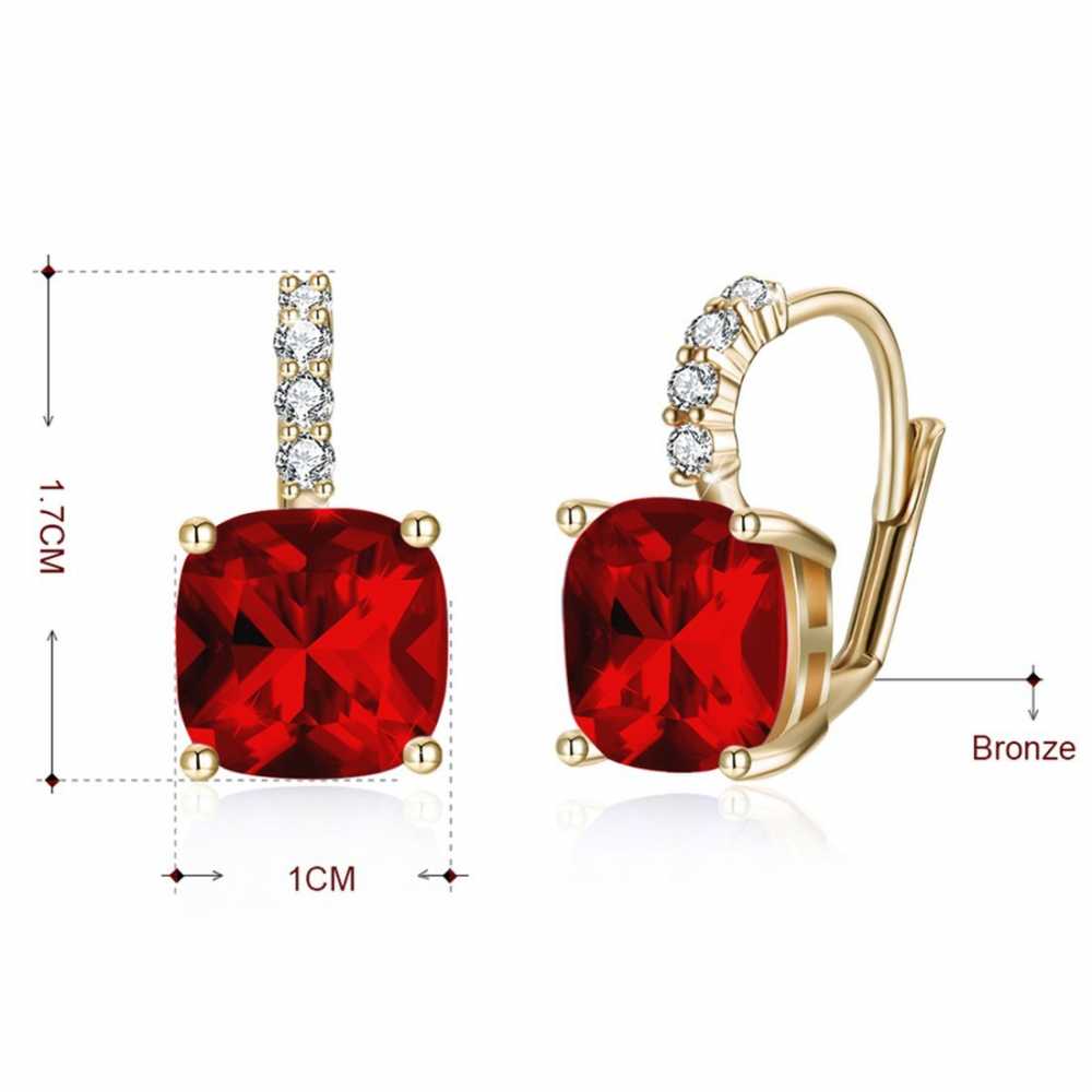 Women's Gold Plated Crystal Drop Earring In Red