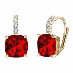 Women's Gold Plated Crystal Drop Earring In Red
