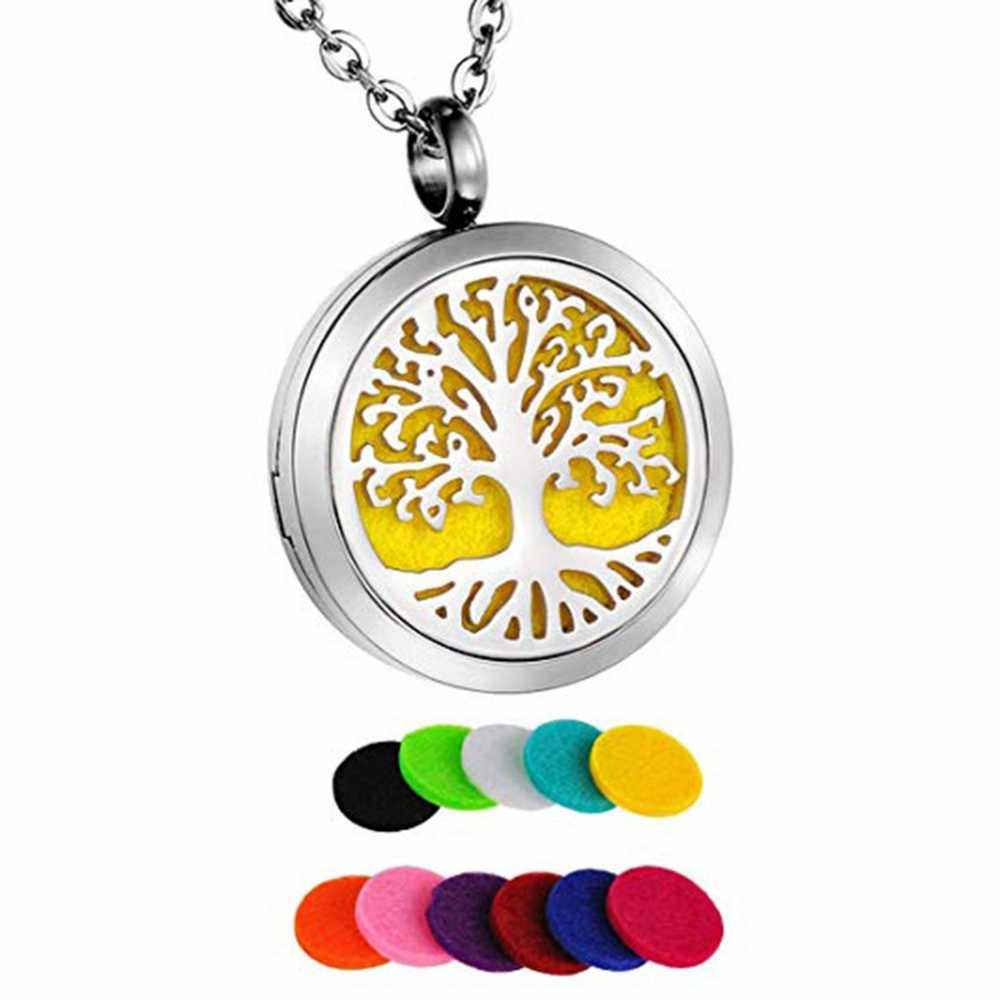 Stainless Steel Aromatherapy Pendant Necklace With 10 Refill Pads