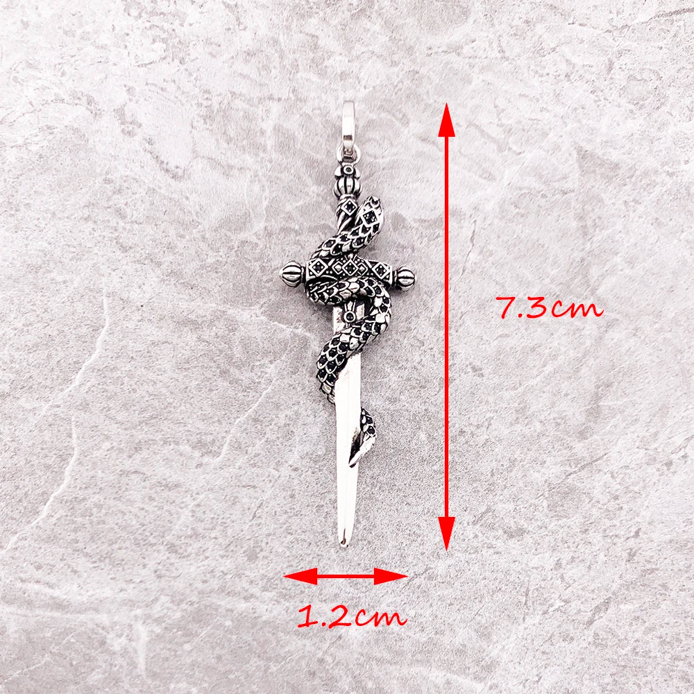 Blackened Sword With Snake 925 Sterling Silver Jewelry