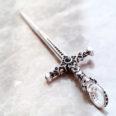 Vintage 925 Sterling Silver Pendant Royal Sword