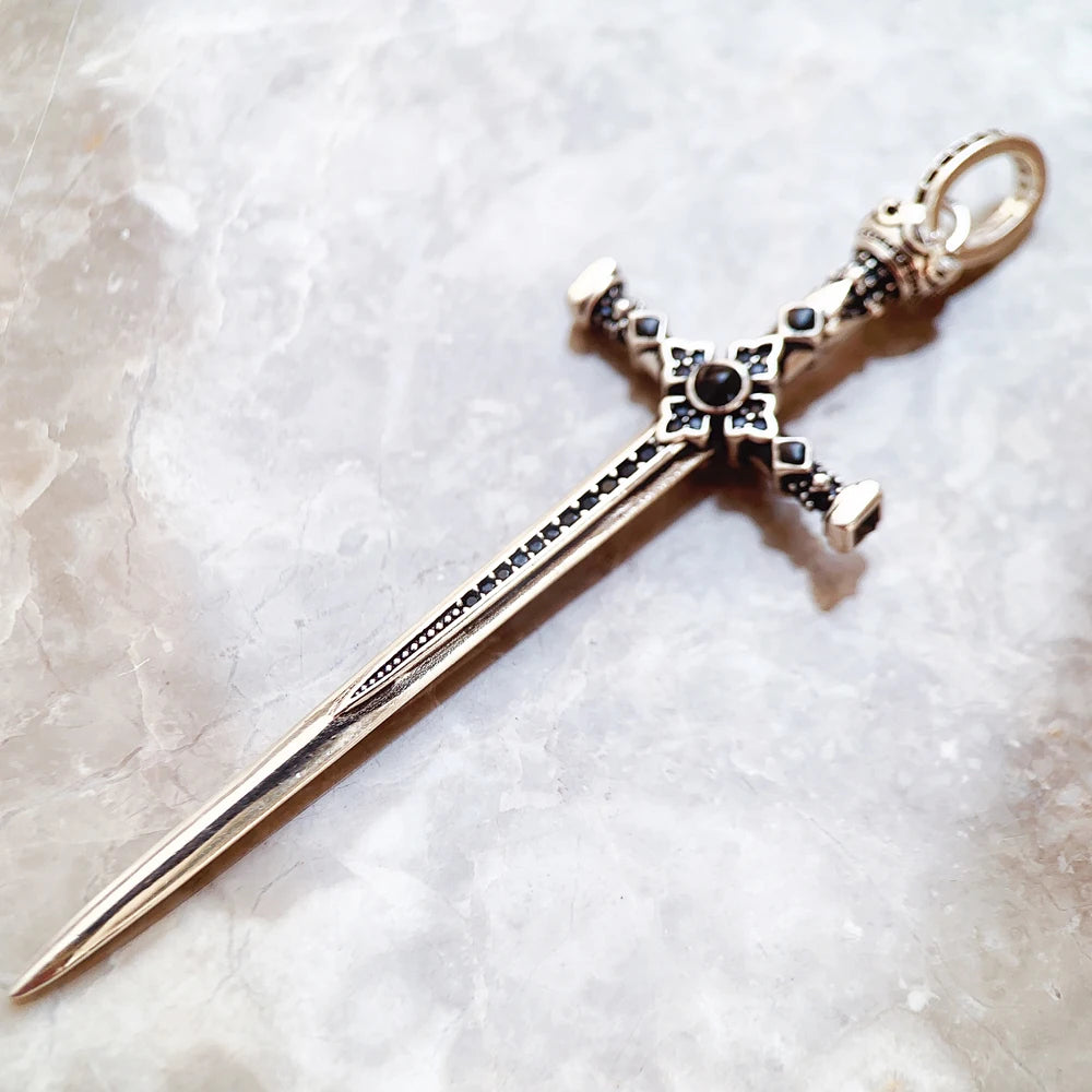 Vintage 925 Sterling Silver Pendant Royal Sword