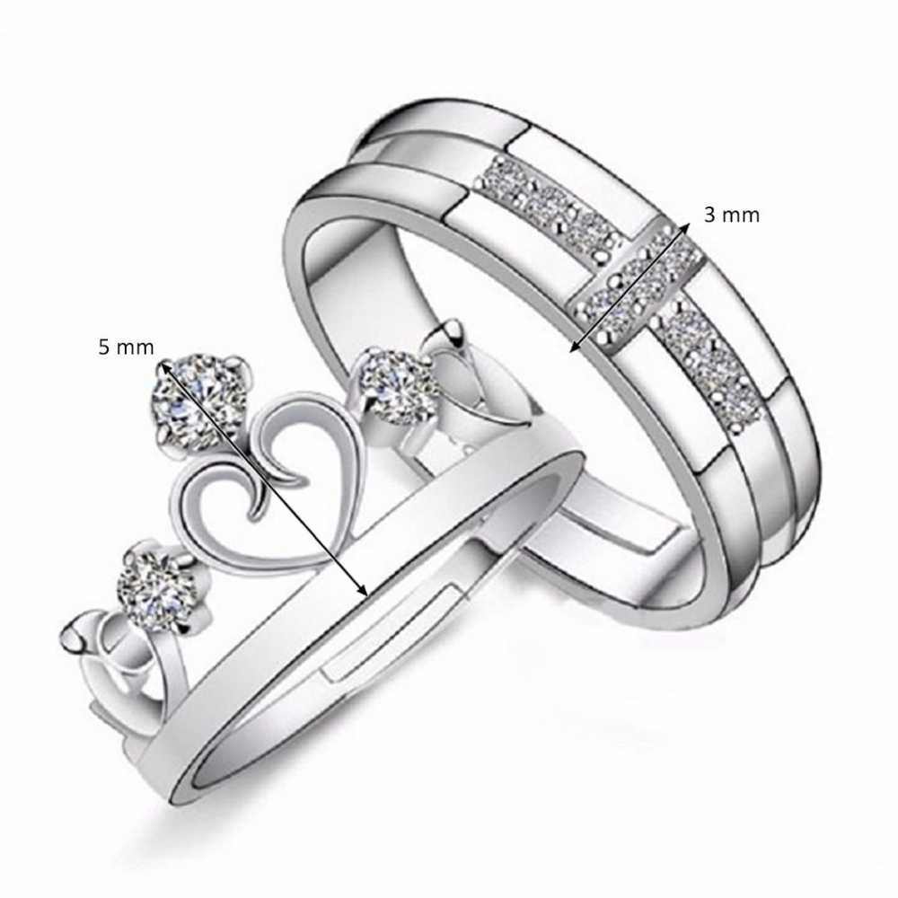 Women's Adjustable Couple Rings With Cubic Zirconia Stones