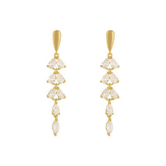 Women's Tassel Leaf Drop Earrings Studded With Zirconia