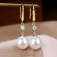 Luxurious White Faux Pearl Drop Dangle Earrings Statement Jewelry for Women.