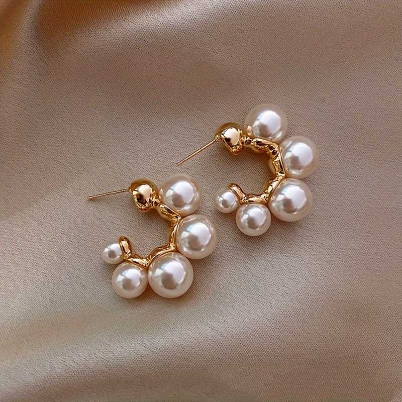 Elegant Hoop Earrings With Faux Pearls, Elegant Ear Jewelry.