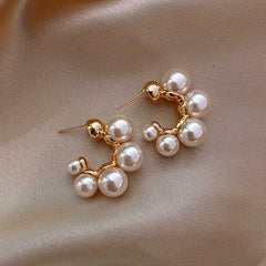 Elegant Hoop Earrings With Faux Pearls, Elegant Ear Jewelry.