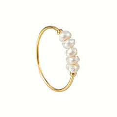 Elegant Freshwater Pearl Ring Gold Plated for Everyday Wear.