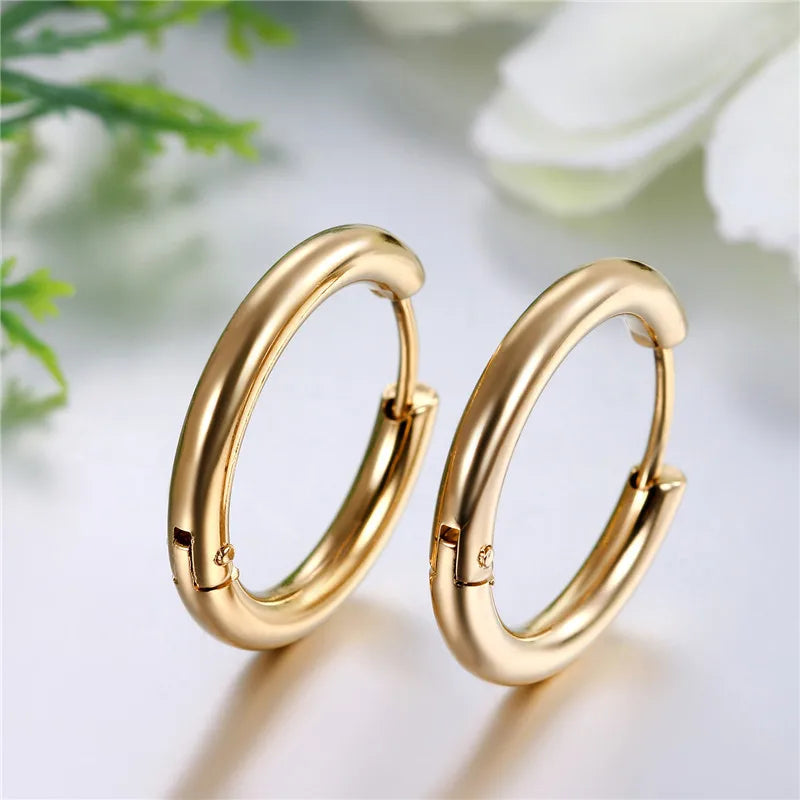 Women's Gold Plated Round Hoop Earrings