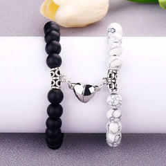 Unisex Stainless Steel Dazzling Luminous Crown Heart Beads Magnetic Bracelet