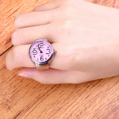 Unisex Silver Plated Adjustable Quartz Clock Finger Ring  For Timeless Style