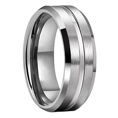 Durable And Stylish Stainless Steel Men's Grooved Ring