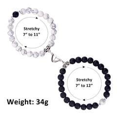 Unisex Stainless Steel Dazzling Luminous Crown Heart Beads Magnetic Bracelet