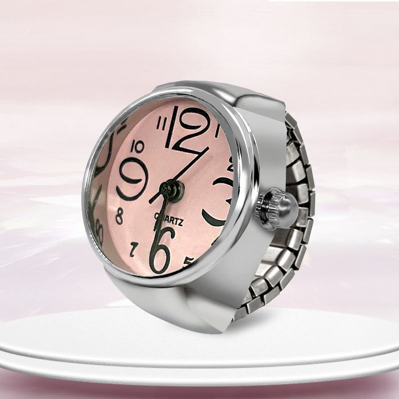 Unisex Silver Plated Adjustable Quartz Clock Finger Ring  For Timeless Style