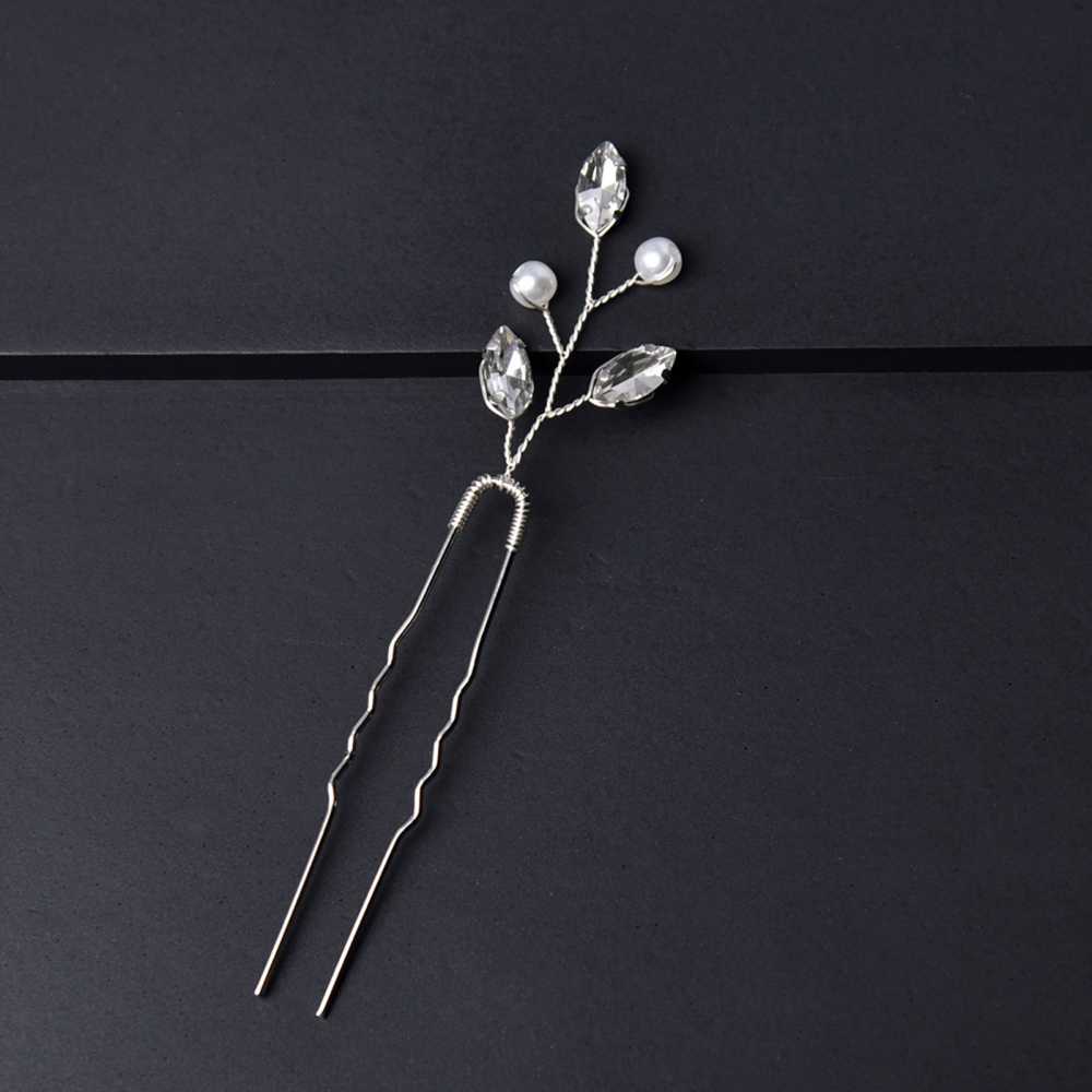 The 6 PCS Exquisite Faux Pear U Shaped Hair Clips are elegant crystal hair accessories